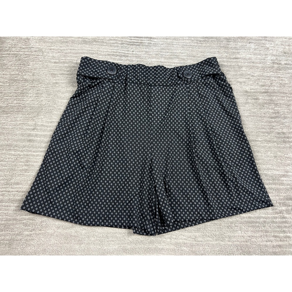 Robert Louis Shorts Womens M Black White Floral Geometric Elastic Waist Button